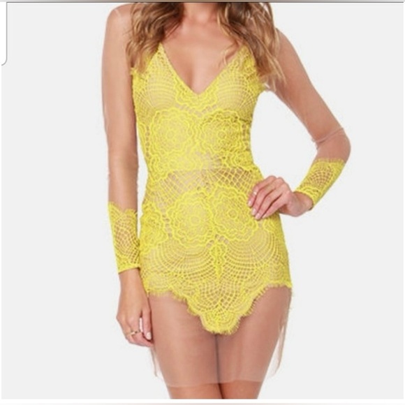 For Love and Lemons Antigua mini dress - Lemon - xs - Picture 12 of 15